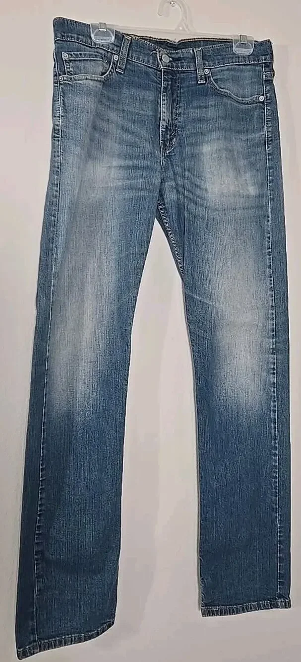 Levi's 513 Men's Jeans W32 L34 Slim Straight Blue Denim Medium Wash #0203
